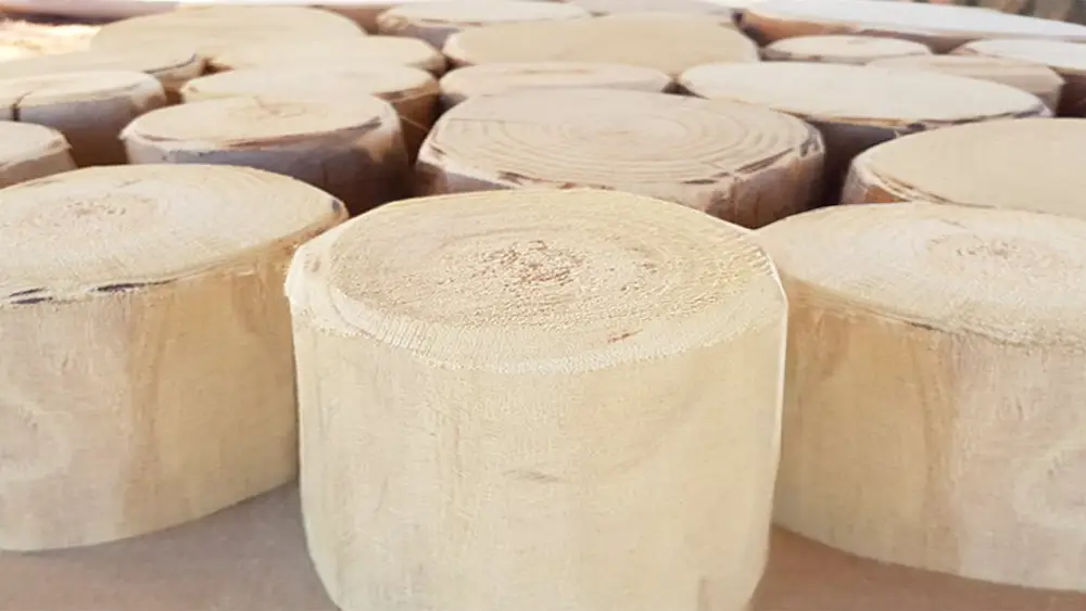 Rundholzpflaster aus Robinienholz